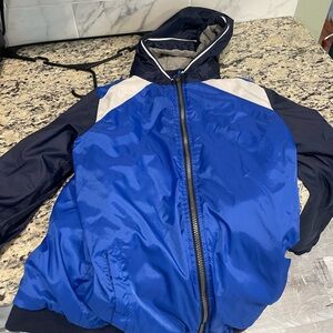 Primark Boys Lightweight Blue & Navy Hooded Zip-Up Jacket, Size 13-14 Yrs